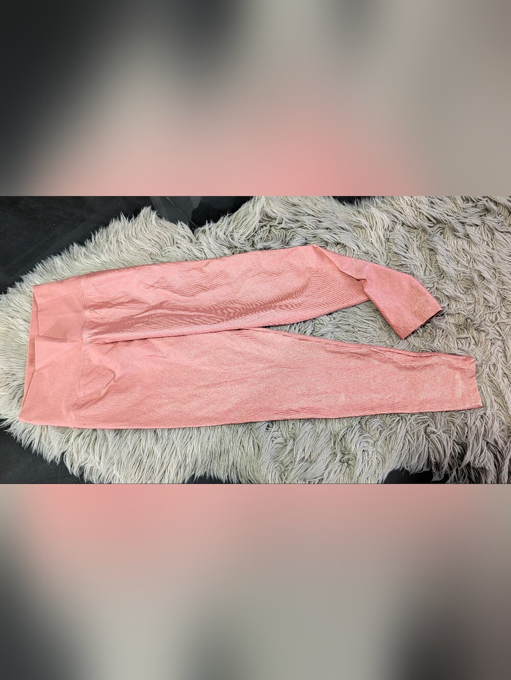 Dalu Fitness Coral Peach  Ribbed Leggings XS